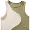 imageSweatyRocks Womens Summer Ribbed Knit Sleeveless Vest Color Block Crop Tank TopBeige Green