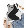 imageSweatyRocks Womens Summer Ribbed Knit Sleeveless Vest Color Block Crop Tank TopBlack and Grey