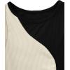 imageSweatyRocks Womens Summer Ribbed Knit Sleeveless Vest Color Block Crop Tank TopBlack and Khaki