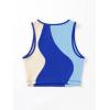 imageSweatyRocks Womens Summer Ribbed Knit Sleeveless Vest Color Block Crop Tank TopBlue and Apricot