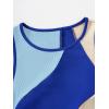 imageSweatyRocks Womens Summer Ribbed Knit Sleeveless Vest Color Block Crop Tank TopBlue and Apricot