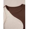 imageSweatyRocks Womens Summer Ribbed Knit Sleeveless Vest Color Block Crop Tank TopBrown Apricot