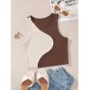 imageSweatyRocks Womens Summer Ribbed Knit Sleeveless Vest Color Block Crop Tank TopBrown Apricot