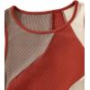 imageSweatyRocks Womens Summer Ribbed Knit Sleeveless Vest Color Block Crop Tank TopBrown Red