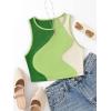 imageSweatyRocks Womens Summer Ribbed Knit Sleeveless Vest Color Block Crop Tank TopDark Green