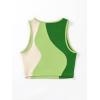 imageSweatyRocks Womens Summer Ribbed Knit Sleeveless Vest Color Block Crop Tank TopDark Green