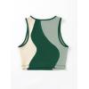 imageSweatyRocks Womens Summer Ribbed Knit Sleeveless Vest Color Block Crop Tank TopGreen and Apricot