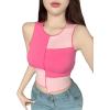 imageSweatyRocks Womens Summer Ribbed Knit Sleeveless Vest Color Block Crop Tank TopHot Pink Light Pink