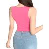 imageSweatyRocks Womens Summer Ribbed Knit Sleeveless Vest Color Block Crop Tank TopHot Pink Light Pink