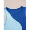 imageSweatyRocks Womens Summer Ribbed Knit Sleeveless Vest Color Block Crop Tank TopPale Blue