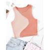 imageSweatyRocks Womens Summer Ribbed Knit Sleeveless Vest Color Block Crop Tank TopPale Pink