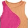 imageSweatyRocks Womens Summer Ribbed Knit Sleeveless Vest Color Block Crop Tank TopPink Orange