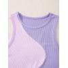 imageSweatyRocks Womens Summer Ribbed Knit Sleeveless Vest Color Block Crop Tank TopPink Purple