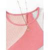imageSweatyRocks Womens Summer Ribbed Knit Sleeveless Vest Color Block Crop Tank TopPink and White