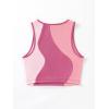 imageSweatyRocks Womens Summer Ribbed Knit Sleeveless Vest Color Block Crop Tank TopPurple Pink