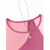 imageSweatyRocks Womens Summer Ribbed Knit Sleeveless Vest Color Block Crop Tank TopPurple Pink