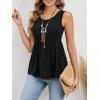 imageSweatyRocks Womens Summer Scoop Neck Ruffle Hem Babydoll Tank Sleeveless Peplum Tunic TopBlack