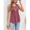 imageSweatyRocks Womens Summer Scoop Neck Ruffle Hem Babydoll Tank Sleeveless Peplum Tunic TopBurgundy