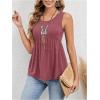 imageSweatyRocks Womens Summer Scoop Neck Ruffle Hem Babydoll Tank Sleeveless Peplum Tunic TopBurgundy