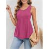 imageSweatyRocks Womens Summer Scoop Neck Ruffle Hem Babydoll Tank Sleeveless Peplum Tunic TopHot Pink