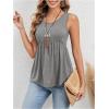 imageSweatyRocks Womens Summer Scoop Neck Ruffle Hem Babydoll Tank Sleeveless Peplum Tunic TopSolid Grey