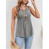imageSweatyRocks Womens Summer Scoop Neck Ruffle Hem Babydoll Tank Sleeveless Peplum Tunic TopSolid Grey