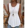 imageSweatyRocks Womens Summer Scoop Neck Ruffle Hem Babydoll Tank Sleeveless Peplum Tunic TopSolid White