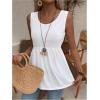 imageSweatyRocks Womens Summer Scoop Neck Ruffle Hem Babydoll Tank Sleeveless Peplum Tunic TopSolid White