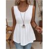 imageSweatyRocks Womens Summer Scoop Neck Ruffle Hem Babydoll Tank Sleeveless Peplum Tunic TopSolid White