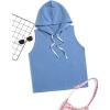 imageSweatyRocks Womens Summer Sleeveless Hooded Tank Top TShirt for Athletic Exercise Relaxed BreathablePlain Blue