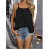 imageSweatyRocks Womens Summer Tank Top Spaghetti Strap Pleated Camisole Sleeveless Loose Cami TopsBlack