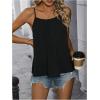imageSweatyRocks Womens Summer Tank Top Spaghetti Strap Pleated Camisole Sleeveless Loose Cami TopsBlack