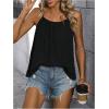 imageSweatyRocks Womens Summer Tank Top Spaghetti Strap Pleated Camisole Sleeveless Loose Cami TopsBlack