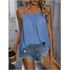 imageSweatyRocks Womens Summer Tank Top Spaghetti Strap Pleated Camisole Sleeveless Loose Cami TopsBlue