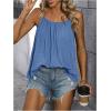 imageSweatyRocks Womens Summer Tank Top Spaghetti Strap Pleated Camisole Sleeveless Loose Cami TopsBlue