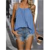 imageSweatyRocks Womens Summer Tank Top Spaghetti Strap Pleated Camisole Sleeveless Loose Cami TopsBlue
