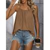 imageSweatyRocks Womens Summer Tank Top Spaghetti Strap Pleated Camisole Sleeveless Loose Cami TopsBrown