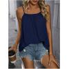 imageSweatyRocks Womens Summer Tank Top Spaghetti Strap Pleated Camisole Sleeveless Loose Cami TopsDark Blue