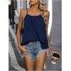 imageSweatyRocks Womens Summer Tank Top Spaghetti Strap Pleated Camisole Sleeveless Loose Cami TopsDark Blue