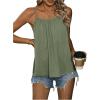 imageSweatyRocks Womens Summer Tank Top Spaghetti Strap Pleated Camisole Sleeveless Loose Cami TopsGreen