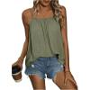 imageSweatyRocks Womens Summer Tank Top Spaghetti Strap Pleated Camisole Sleeveless Loose Cami TopsGreen