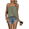 imageSweatyRocks Womens Summer Tank Top Spaghetti Strap Pleated Camisole Sleeveless Loose Cami TopsGreen