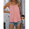 imageSweatyRocks Womens Summer Tank Top Spaghetti Strap Pleated Camisole Sleeveless Loose Cami TopsPink
