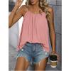 imageSweatyRocks Womens Summer Tank Top Spaghetti Strap Pleated Camisole Sleeveless Loose Cami TopsPink