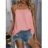 imageSweatyRocks Womens Summer Tank Top Spaghetti Strap Pleated Camisole Sleeveless Loose Cami TopsPink