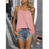 imageSweatyRocks Womens Summer Tank Top Spaghetti Strap Pleated Camisole Sleeveless Loose Cami TopsPink