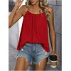 imageSweatyRocks Womens Summer Tank Top Spaghetti Strap Pleated Camisole Sleeveless Loose Cami TopsRed