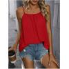 imageSweatyRocks Womens Summer Tank Top Spaghetti Strap Pleated Camisole Sleeveless Loose Cami TopsRed