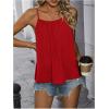 imageSweatyRocks Womens Summer Tank Top Spaghetti Strap Pleated Camisole Sleeveless Loose Cami TopsRed