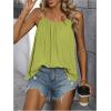 imageSweatyRocks Womens Summer Tank Top Spaghetti Strap Pleated Camisole Sleeveless Loose Cami TopsSolid Green